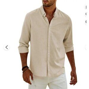 NEW Gap Mens XL Oxford Button-Down Long Sleeve Beige Shirt  Casual